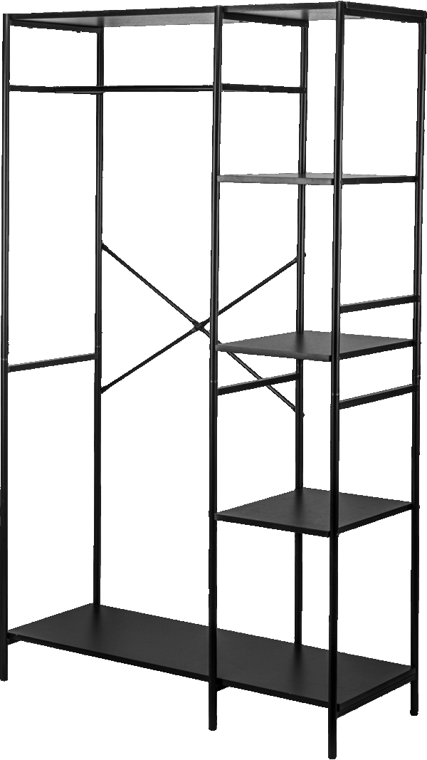 Åben reol Nordlys Furniture Chicago sort metal 170x100x40 cm minimalistisk opbevaring