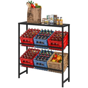 Opbevaringsreol, højdejusterbar, robust metal, pladsbesparende design, 210 kg lasteevne, sort