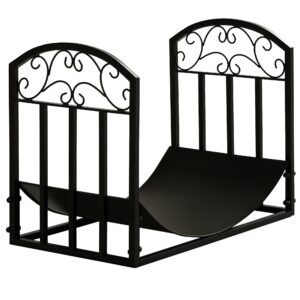 Brændehylde brændestativ brændehylde 60 kg bæreevne brændeopbevaring pejsværktøj metal sort 60,5 x 36 x 46,5 cm