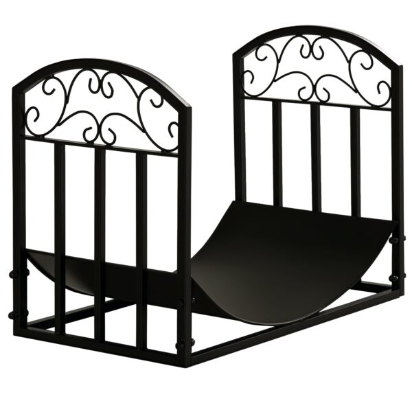 Brændehylde brændestativ brændehylde 60 kg bæreevne brændeopbevaring pejsværktøj metal sort 60,5 x 36 x 46,5 cm