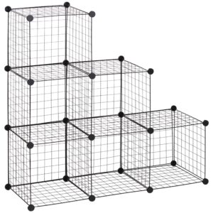 Metalkubehylde, justerbart kubeskab til tøj, bøger, legetøj, fleksibel, 109l x 37b x 109h cm, sort