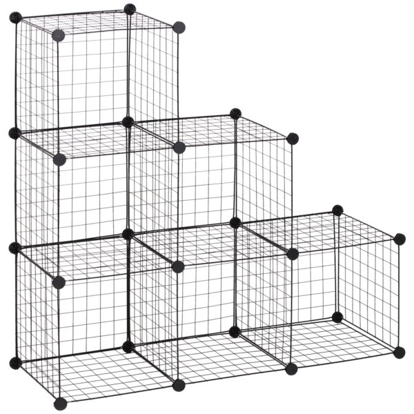 Metalkubehylde, justerbart kubeskab til tøj, bøger, legetøj, fleksibel, 109l x 37b x 109h cm, sort