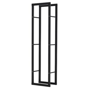 Brændehylde i metal 40 x 25 x 150 cm, brændeopbevaringshylde, stablingshjælp, stålramme, op til 100 kg, udendørs brændehylde, brændehylde, brændehylde til have, terrasse, udendørs brug, sort