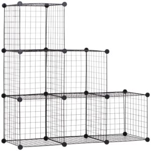 Metal kubehylde, justerbar kubeskab til tøj, bøger, legetøj, fleksibel, 109L x 37B x 109H cm, sort