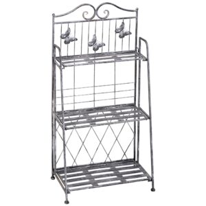 Plantehylde plantestativ blomsterhylde blomsterstativ blomstertrappe havehylde 3 niveauer metal sølvgrå 44 x 25 x 96 cm
